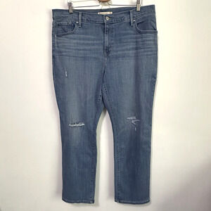 Levis 724 High Rise Straight Jeans Plus 18W Distressed Blue 39 x 30 Ankle Womens